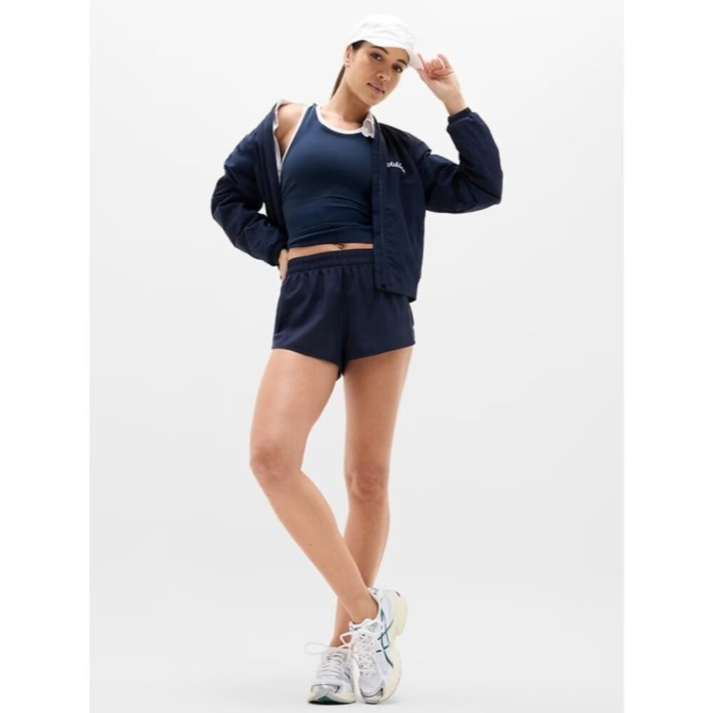 New Athleta L Speedwork Mid Rise 2 1/2" Run Short Navy Large